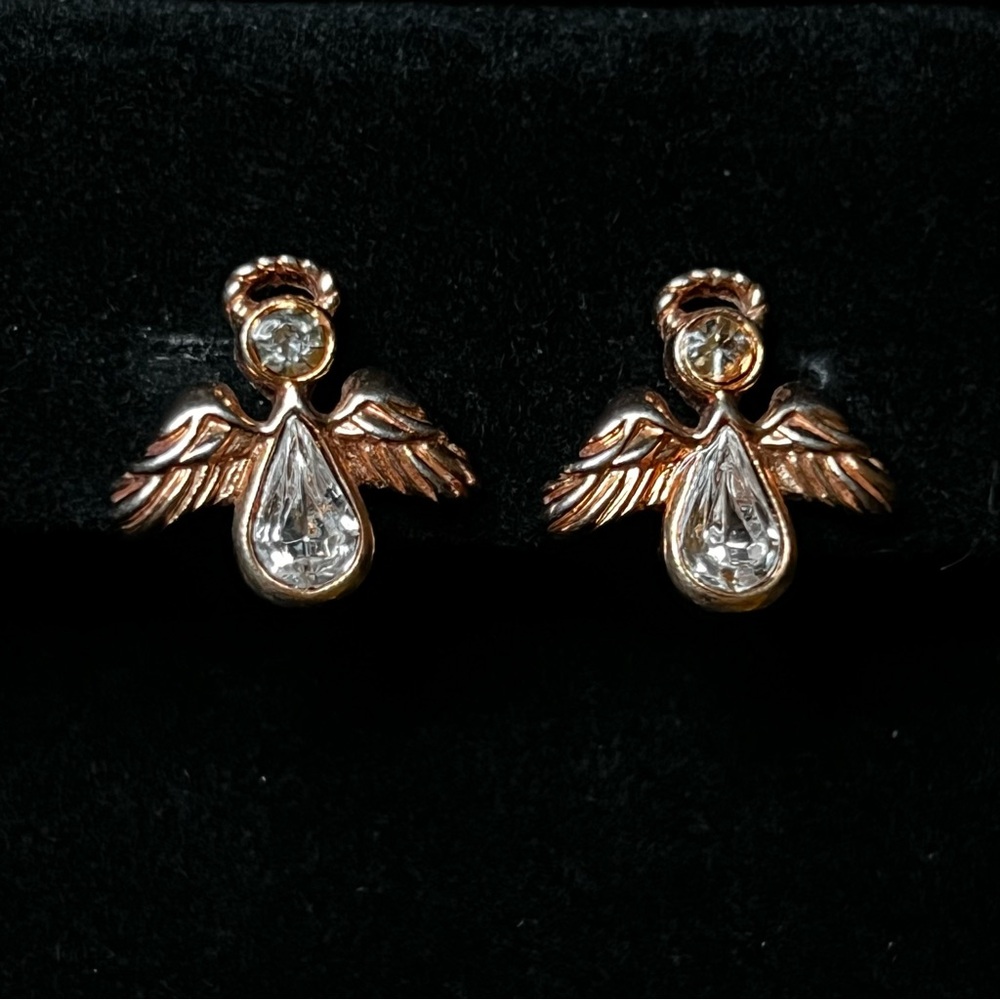 Avon Gold Tone Angel Earrings
